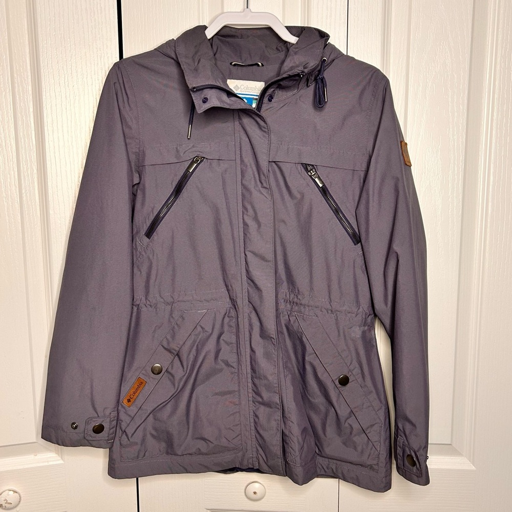 Columbia Womens Field Utility Jacket Purple Gray Full Zip Cinch Waist Size M